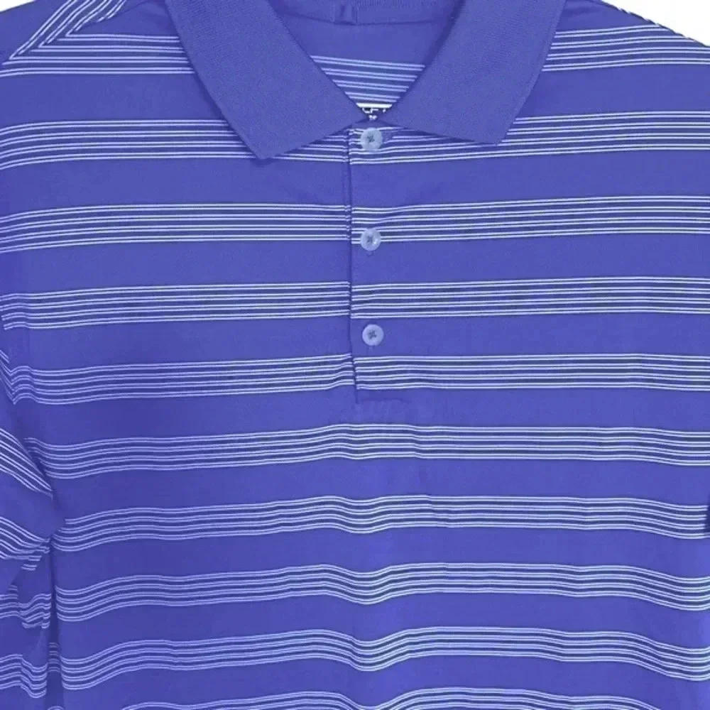 Nike Golf Tour Performance Dri-FIT Polo Shirt Blue White Stripe Large